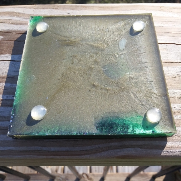Hand Drawn Filigree Shiny Epoxy Resin Coaster Art - Picture 12 of 12